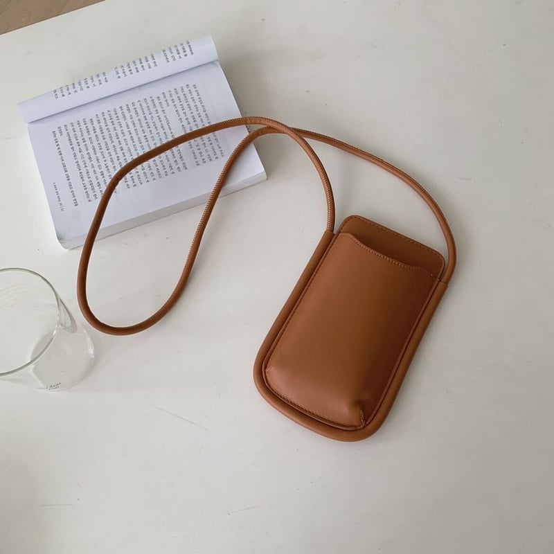 カード入れ付き フェイクレザー スマホ ショルダー バッグ 全6色