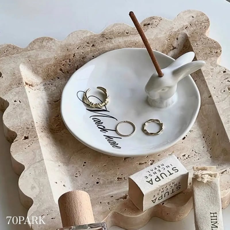 ✦新入荷✦【うさぎセット】アクセサリートレイ付き置物＆アロマキャンドル ✦新入荷✦【うさぎセット】アクセサリートレイ付き置物＆アロマキャンドル