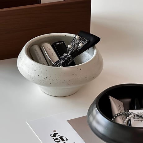 #セラミック ラウンド 深型 ボウル アクセサリー トレイ 全2色 小物置き