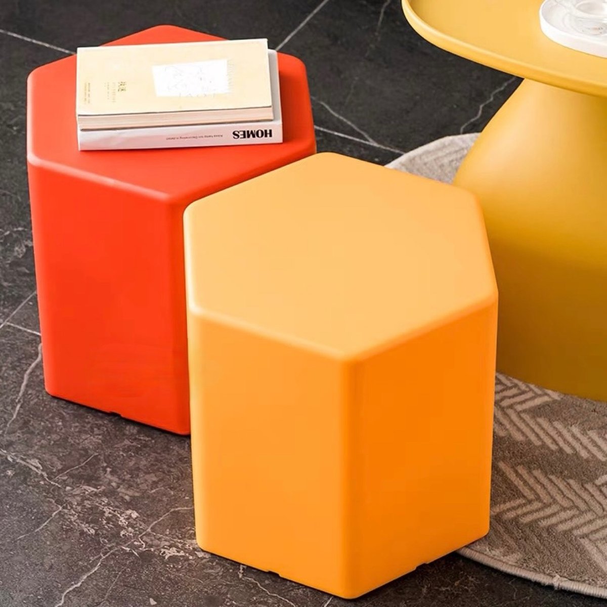 【新品】ステンレス製 スツール/サイドテーブル〈六角形〉 六角形 カラー スツール 全6色 チェア サイドテーブル オットマン | 70PARK