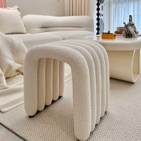 #ブークレ アーチ型 スツール ドレッサー 椅子 オットマン stool-006175