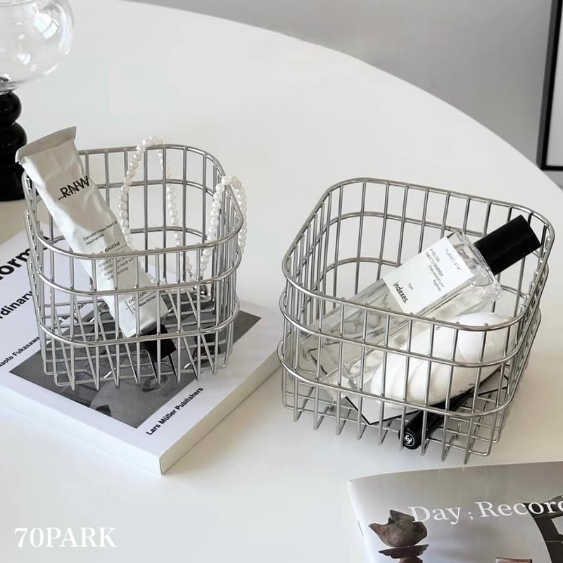 大小2点セット ステンレス ワイヤー ミニ バスケット カゴ | 70PARK