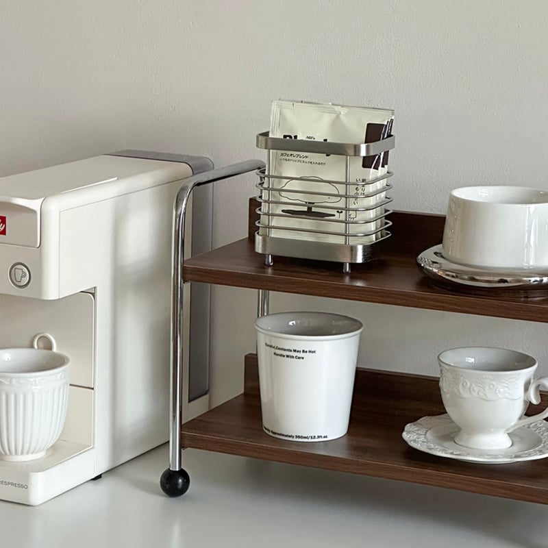 ウッド × シルバー ブラック ボール 二段 ディスプレイ ラック 収納