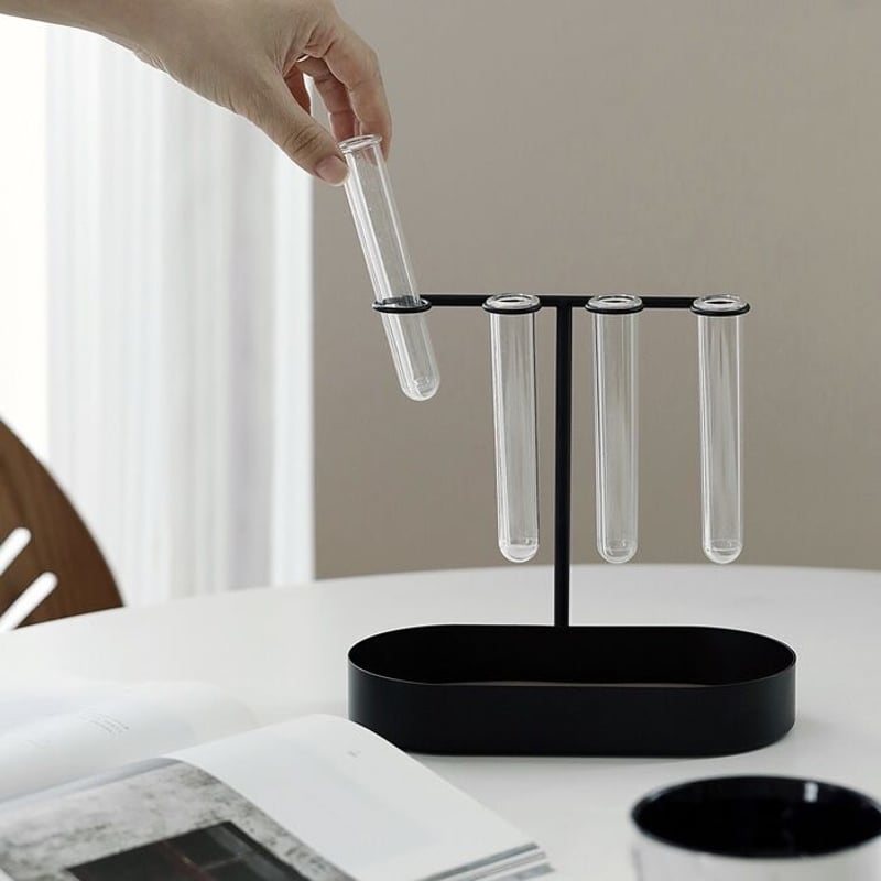 一輪挿し 試験管 インテリアセット 一輪挿し 試験管付き 収納 トレイ 全2色 小物入れ 花瓶 | 70PARK