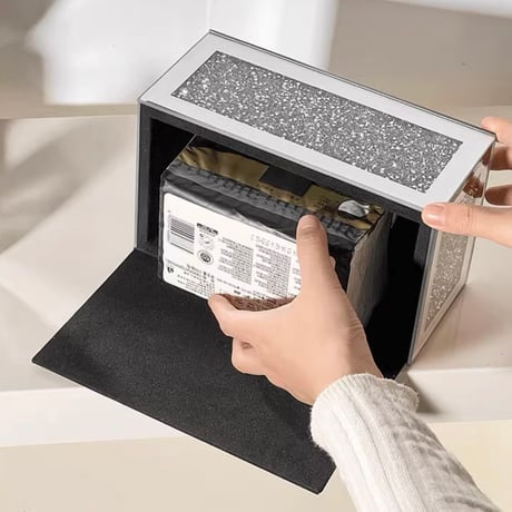 #ラグジュアリー グリッター ミラー ティッシュケース 鏡 シルバー