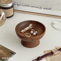 #脚付き ウッド ラウンド ミニ アクセサリー トレイ 収納 小物入れ