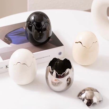 #エッグ モチーフ セラミック 小物入れ 全4色 たまご 収納