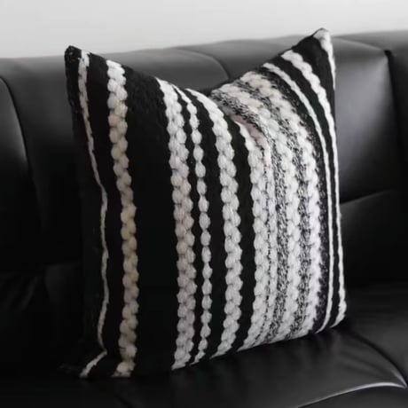 #ブラック ミックス クッションカバー 全2種 45×45 モノトーン