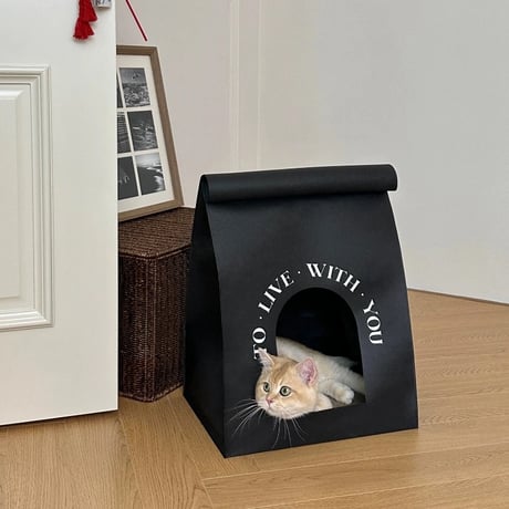 #ペーパーバッグ風 キャットハウス 全2色 猫ハウス 爪とぎ ハウス 折りたたみ