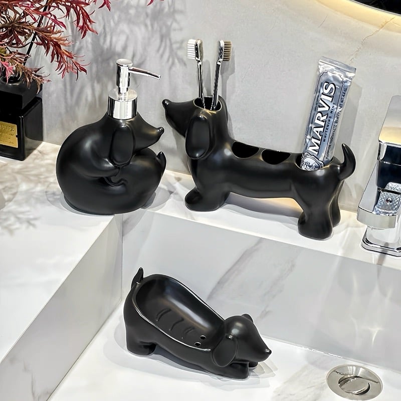 ダックスフンド モチーフ セラミック ソープディッシュ 全3色 石鹸置き
