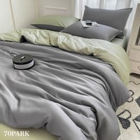 #グレー ツートーン サテン 無地 布団カバーセット 全2色 ベッドカバー