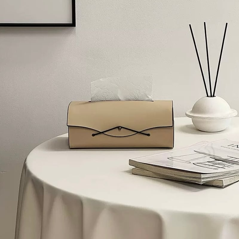 サイド ウッド フェイクレザー シンプル ティッシュケース 全3色 | 70PARK