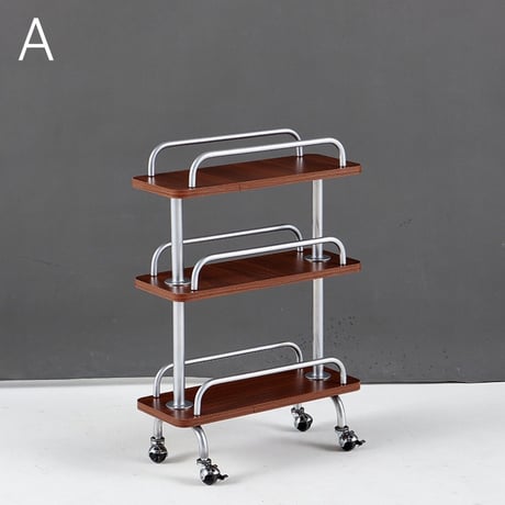 #ステンレス ウッド スリム 収納 三段 ラック ワゴン 全2色 キャスター