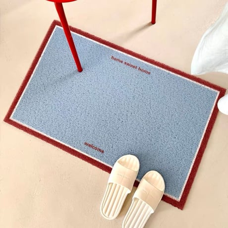 #ブルー レッド 配色 玄関 マット 全2色 50×80 泥落とし