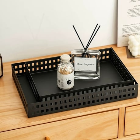 #ブラック アイアン 長方形 トレイ 全2サイズ アクセサリートレイ 収納 カフェトレイ