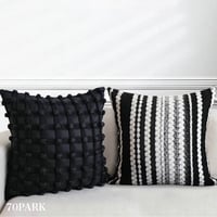#ブラック ミックス クッションカバー 全2種 45×45 モノトーン