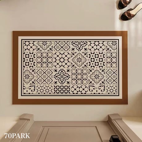 #タイル柄 撥水 玄関 マット 全2色 50×80 拭けるマット