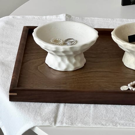 #脚付き 凸凹 セラミック アクセサリー トレイ 全2色 小物置き