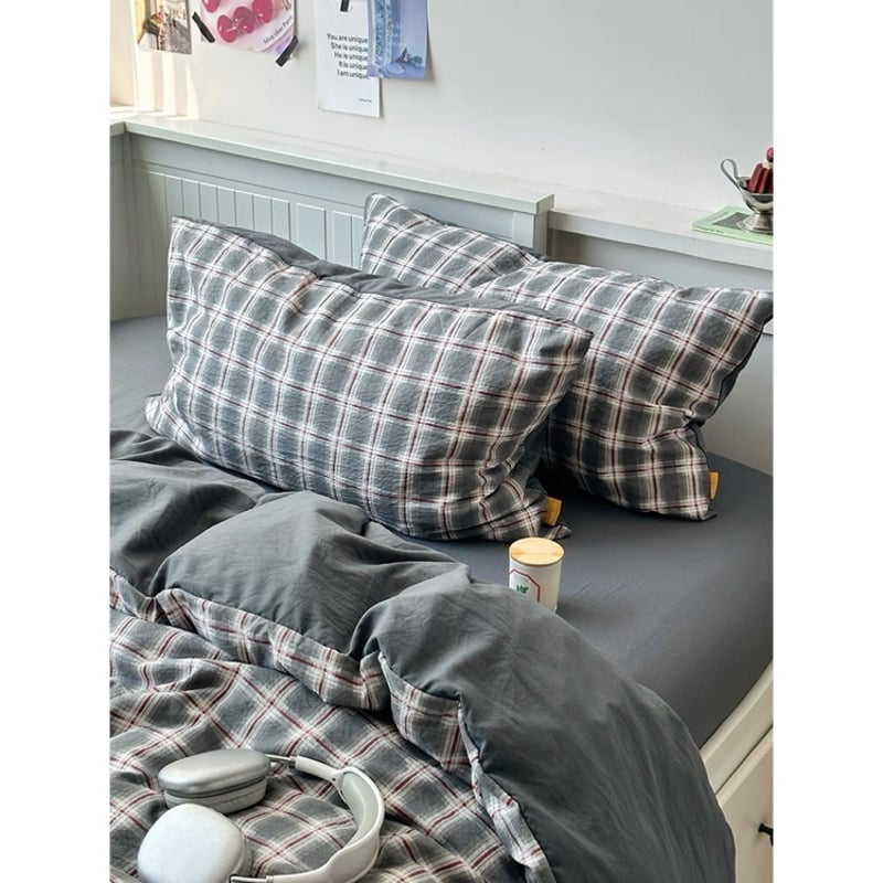 グレー ミックス チェック柄 布団カバーセット 全2サイズ オール