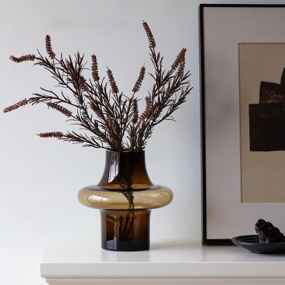 ブラウンカラー クリア ガラス フラワーベース 全2サイズ 花瓶 | 70PARK