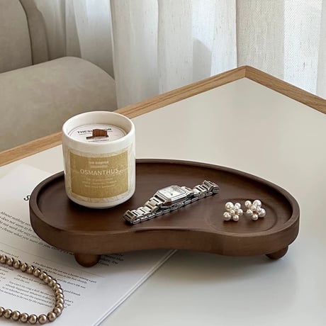 【即納】#アカシア ウッド 脚付き カーブ トレイ 小物入れ アクセサリートレイ ウエーブ