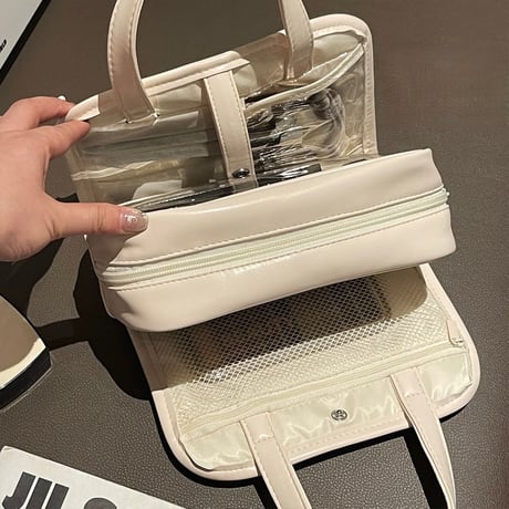 #多機能 取り外し可 コスメ 収納 仕切り ポーチ 全2色 メイクポーチ トラベルポーチ