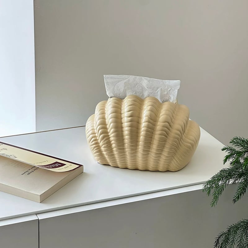 シェルモチーフ モダン セラミック ティッシュケース 全3色 | 70PARK