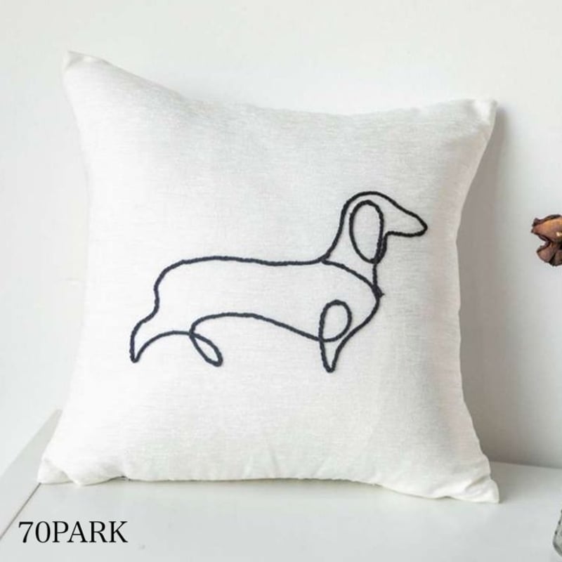 即納】#モチーフ 線画 刺繍 シンプル クッションカバー 全6タイプ | 70PARK
