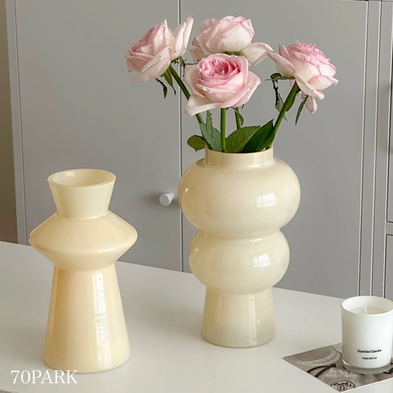 ミルクカラー ガラス フラワーベース 全2種 花瓶 | 70PARK ミルクカラー ガラス フラワーベース 全2種 花瓶 | 70PARK
