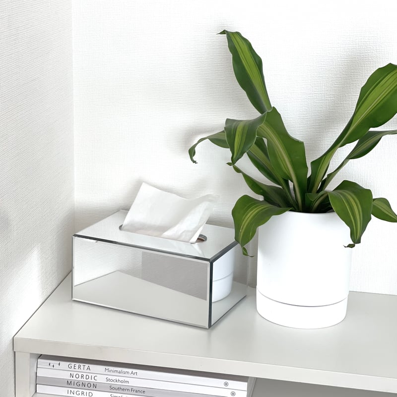 ミラー ティッシュケース 鏡 シルバー ペーパーボックス | 70PARK