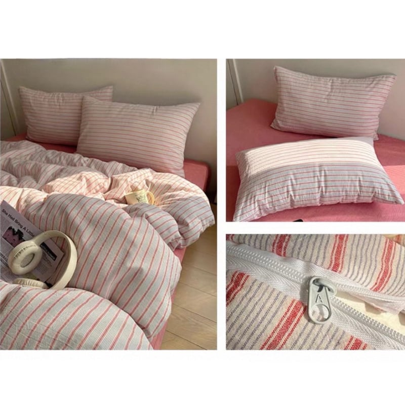 ミックスカラー ストライプ コットン 布団カバーセット 全2色 オール