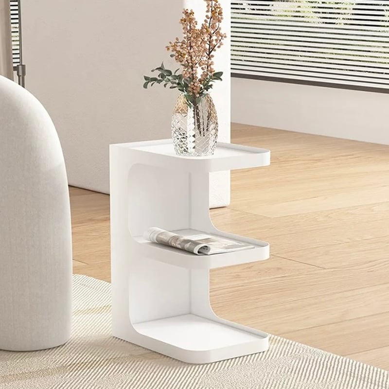 幅25cm アイアン E型 コンパクト 三段 サイドテーブル 全3色 | 70PARK