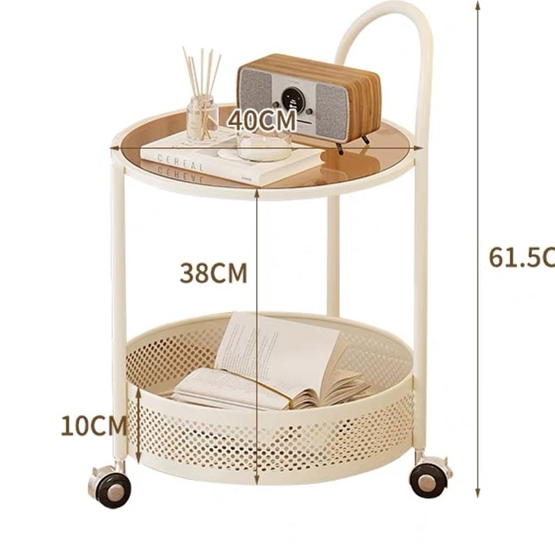 キャスター付 ラウンド バスケット サイドテーブル 全2色 | 70PARK