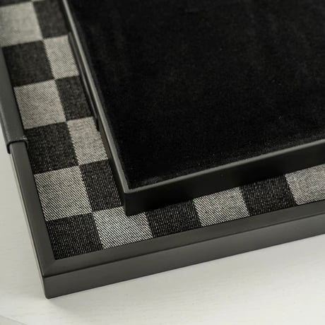 #ブラック アイアン チェッカー柄 トレイ 全3色 2サイズ 収納