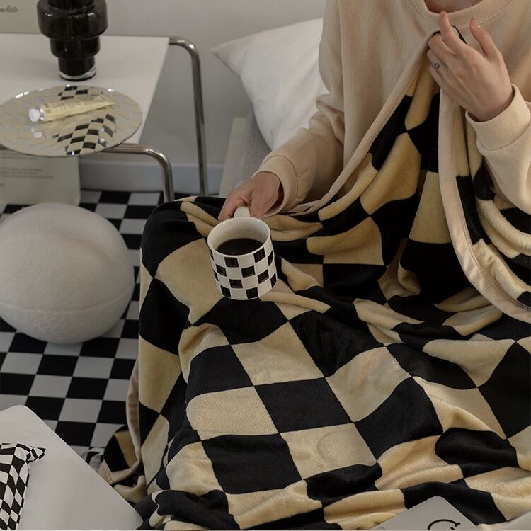 チェッカー ブランケット 全5色 膝掛け 毛布 100×150 | 70PARK