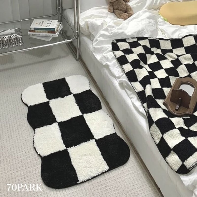チェッカー ラグ マット 全2種 吸水 バスマット 50×80 | 70PARK チェッカー ラグ マット 全2種 吸水 バスマット 50×80 | 70PARK