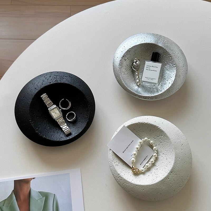 円盤型 セラミック アクセサリー トレイ 全3色 小物置き トレー