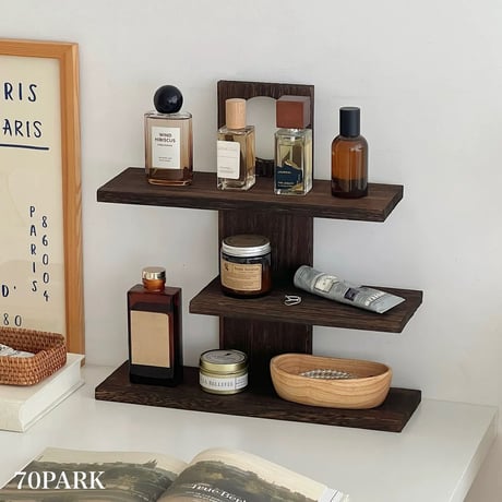 アンティーク風店舗ディスプレイラック2個 シェルフ 飾り棚 木製 おしゃれ マホガニー アンティーク調