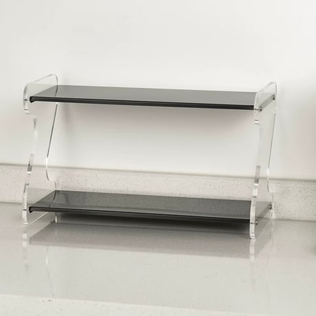 #クリア アクリル ステンレス Z字型 二段 収納 ラック 全2色 コスメ収納