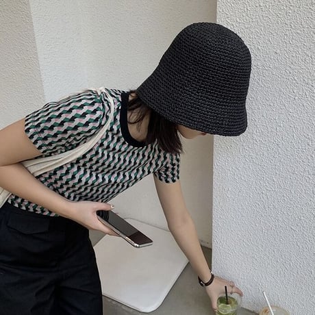 【即納】#麦わら ペーパー バケットハット  全3色 帽子