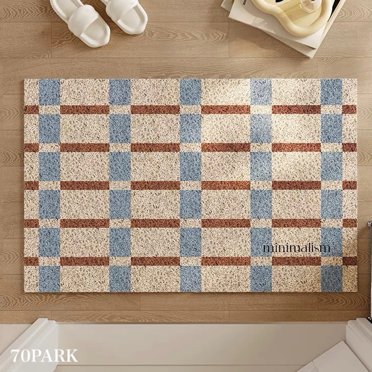 グリッド チェック柄 玄関 マット 全3色 50×80 泥落とし | 70PARK