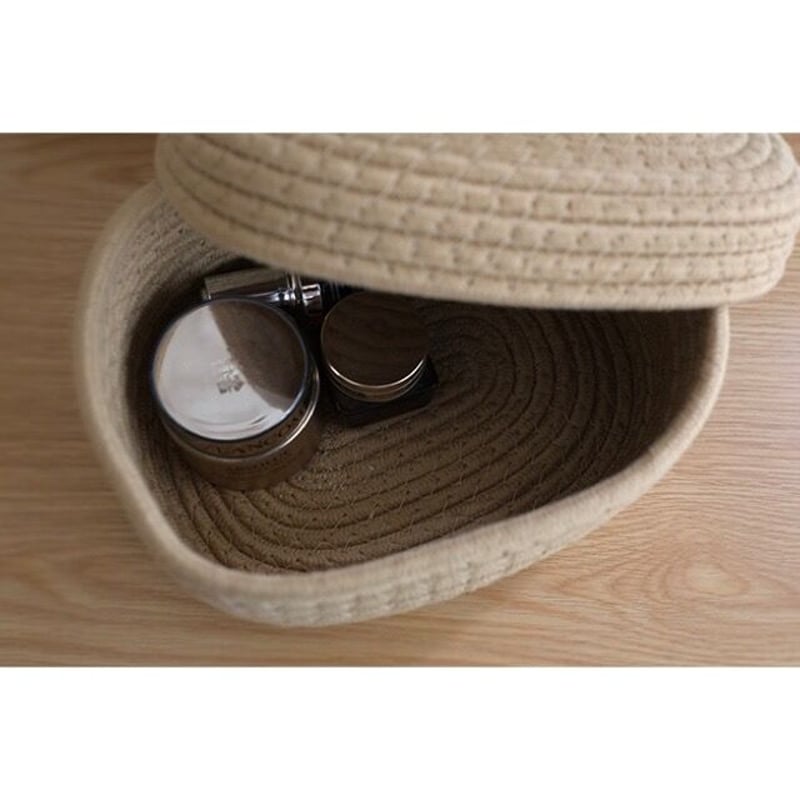 即納】#ロープ編み 蓋付き 小物入れ 全2色 バスケット 収納 | 70PARK