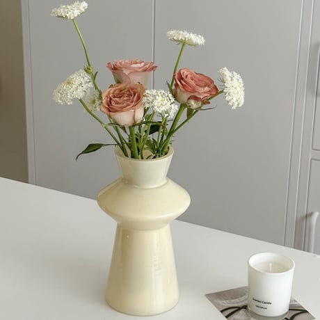 #ミルクカラー ガラス フラワーベース 全2種 花瓶