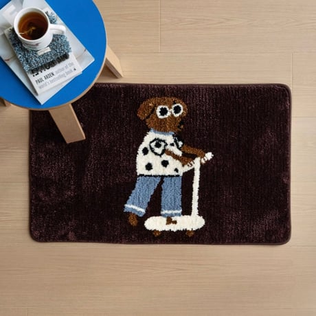 #キックボード 犬  メッセージ 玄関 マット 全2色 40×60 ダックスフンド ラグ 洗える