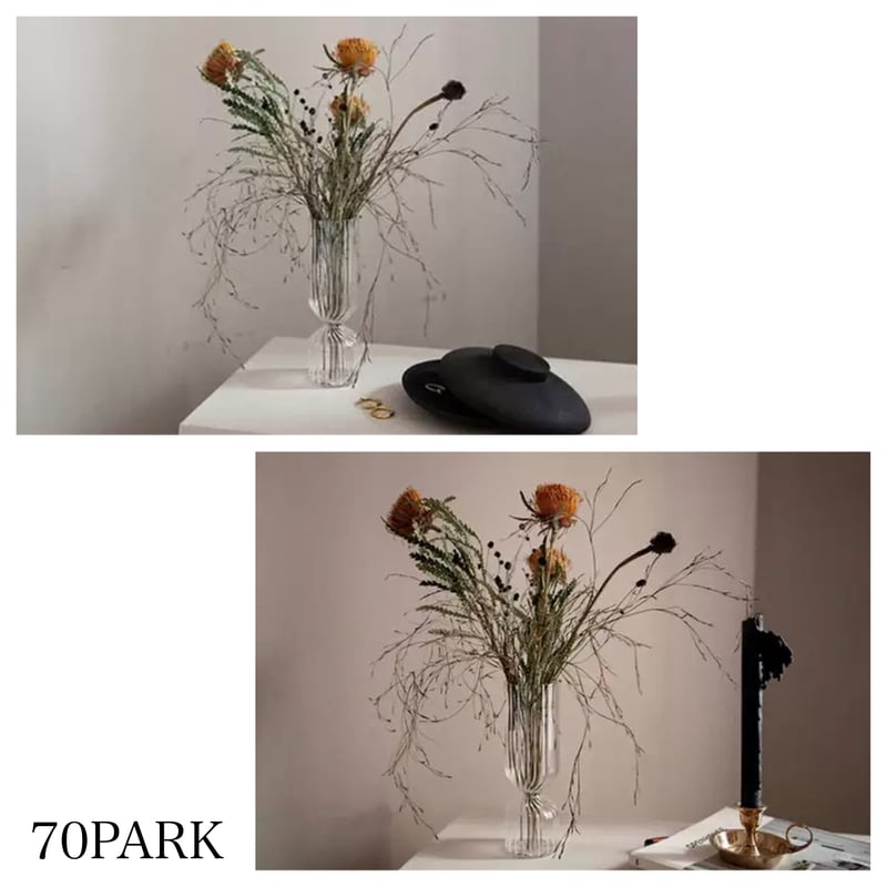 即納】#ストライプ クリア ガラス フラワーベース 花瓶 | 70PARK
