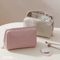#フェイクレザー メイク コスメ 収納 ポーチ M 全2色