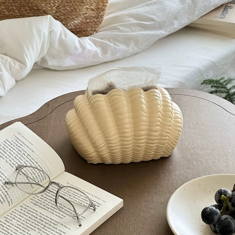 シェルモチーフ モダン セラミック ティッシュケース 全3色 | 70PARK