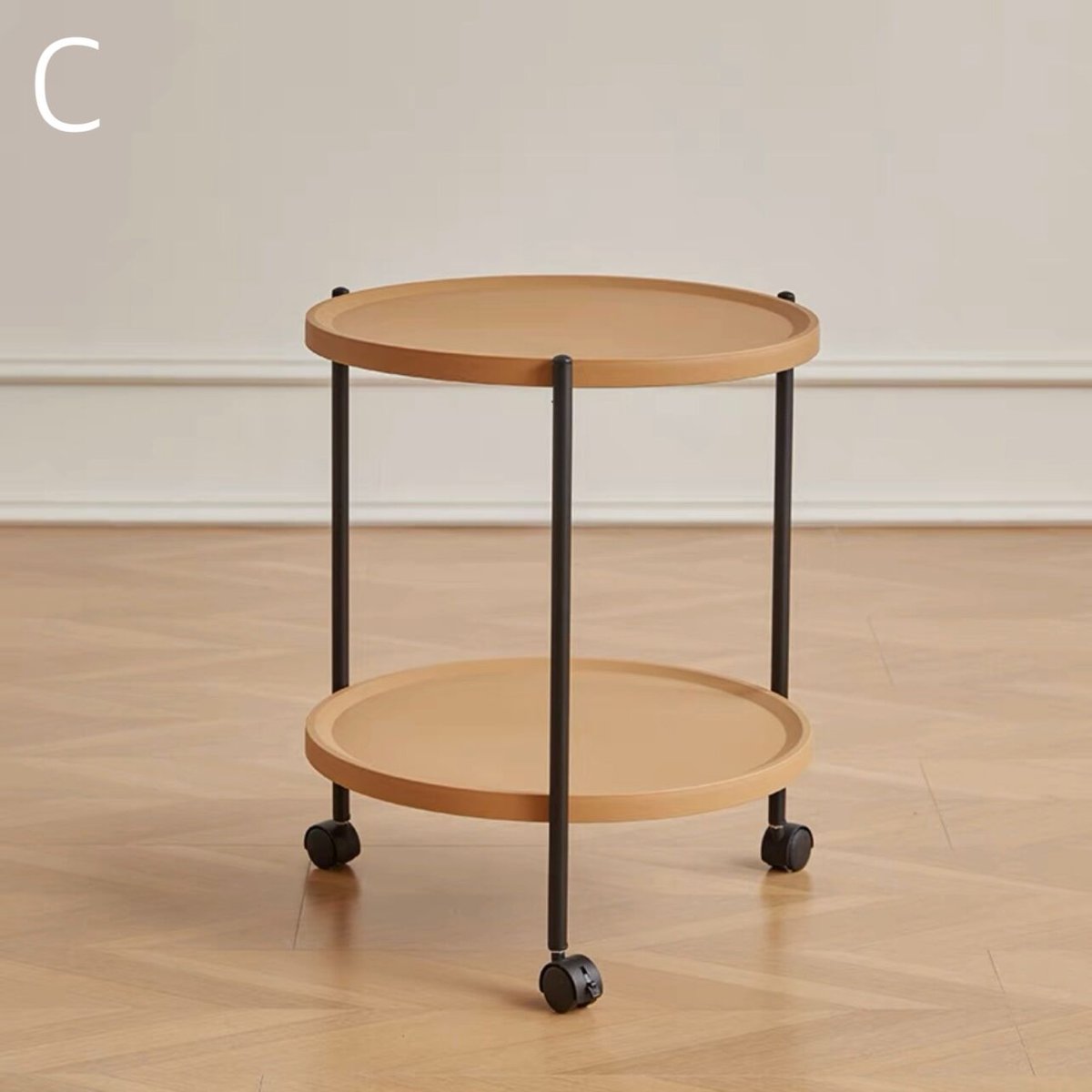 ポストモダン　ラウンドテーブル　キャスターワゴン　サイドテーブル キャスター付 アイアン ラウンド サイドテーブル 全3色 ワゴン