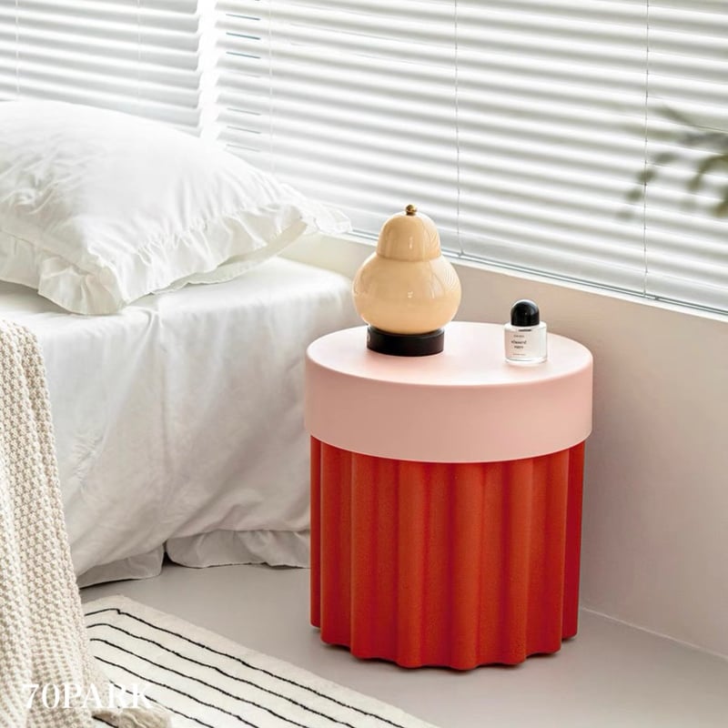 収納付き コンパクト カラフル サイドテーブル スツール 全4色