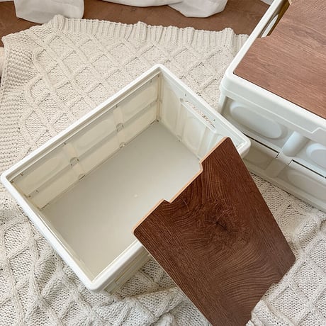 【即納】#ウッド 蓋付き 折りたたみ コンテナ 全3サイズ 収納